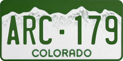 CO license plate ARC179
