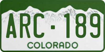 CO license plate ARC189