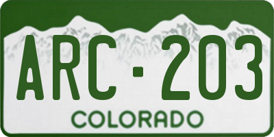 CO license plate ARC203