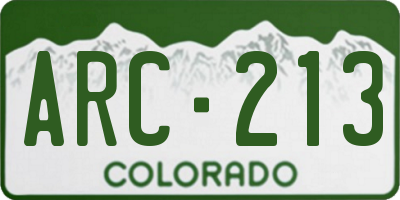 CO license plate ARC213