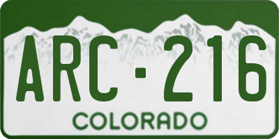 CO license plate ARC216