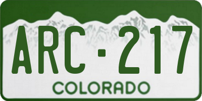 CO license plate ARC217