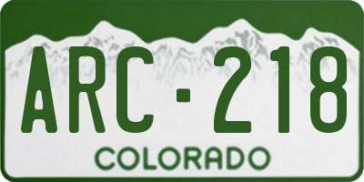 CO license plate ARC218
