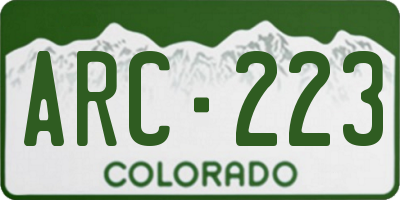 CO license plate ARC223