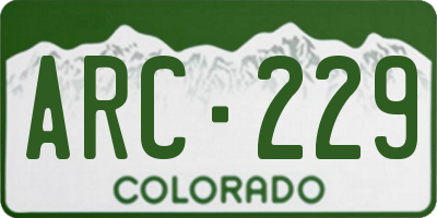 CO license plate ARC229