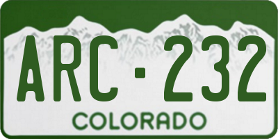 CO license plate ARC232