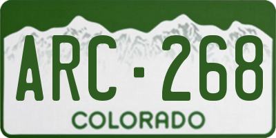 CO license plate ARC268
