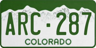 CO license plate ARC287
