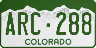 CO license plate ARC288