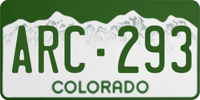 CO license plate ARC293