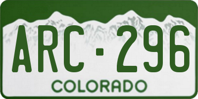 CO license plate ARC296