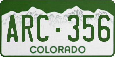 CO license plate ARC356