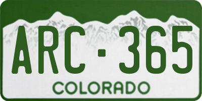 CO license plate ARC365