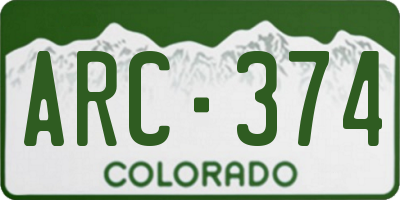 CO license plate ARC374