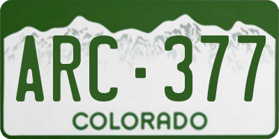 CO license plate ARC377