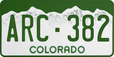 CO license plate ARC382