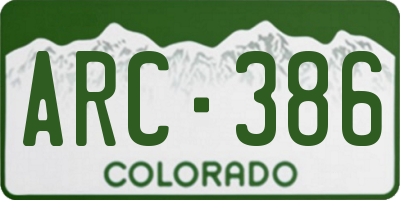 CO license plate ARC386