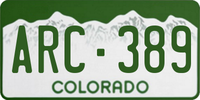 CO license plate ARC389