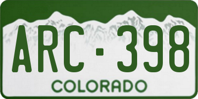 CO license plate ARC398
