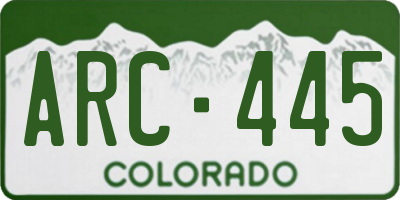 CO license plate ARC445