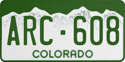 CO license plate ARC608