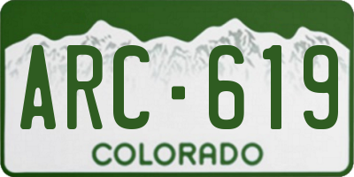 CO license plate ARC619