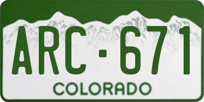 CO license plate ARC671