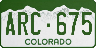 CO license plate ARC675