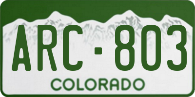 CO license plate ARC803