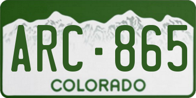 CO license plate ARC865