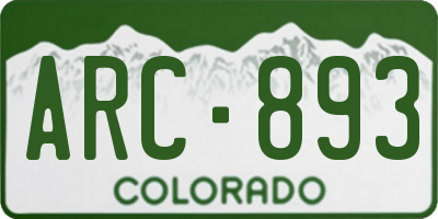 CO license plate ARC893