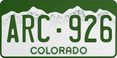 CO license plate ARC926
