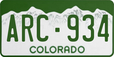 CO license plate ARC934