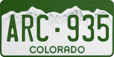 CO license plate ARC935