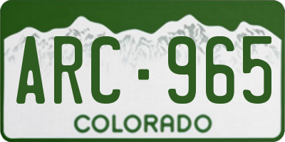 CO license plate ARC965