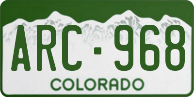 CO license plate ARC968