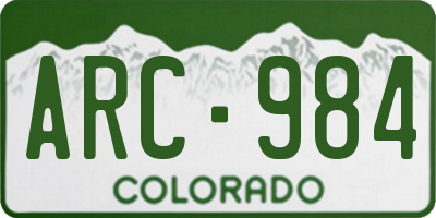 CO license plate ARC984