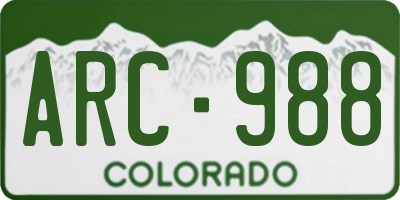 CO license plate ARC988