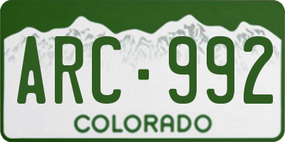CO license plate ARC992