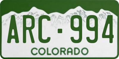 CO license plate ARC994