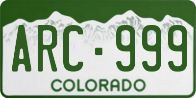 CO license plate ARC999