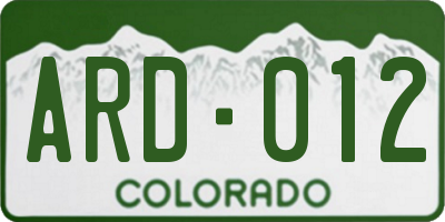 CO license plate ARD012
