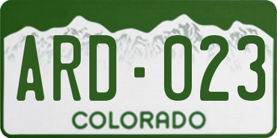 CO license plate ARD023