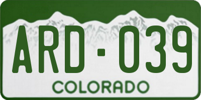 CO license plate ARD039