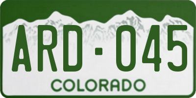 CO license plate ARD045