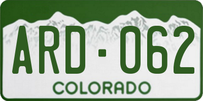 CO license plate ARD062