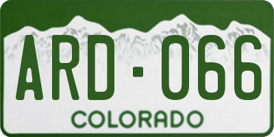 CO license plate ARD066