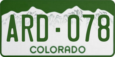CO license plate ARD078