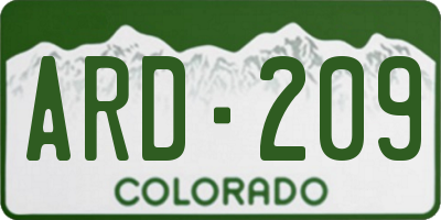 CO license plate ARD209