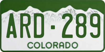 CO license plate ARD289